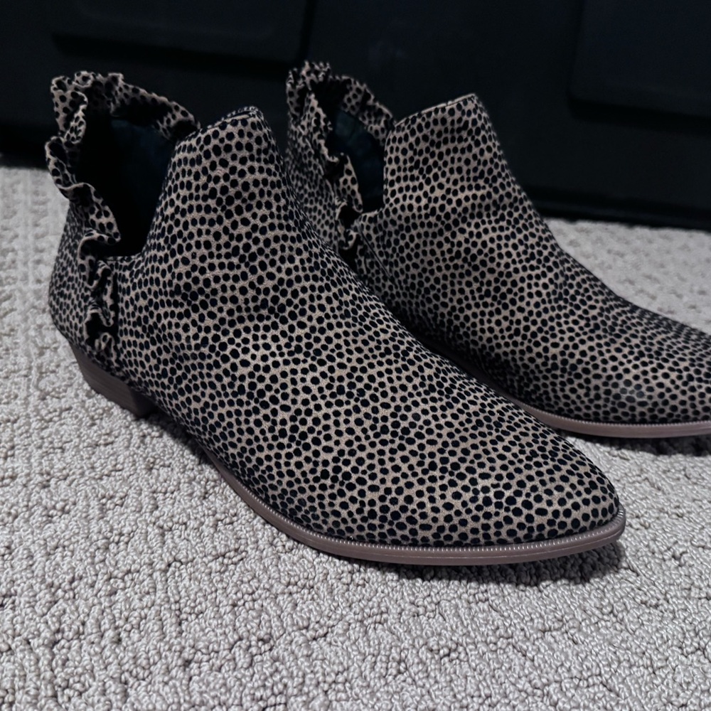 GB Girls Black and Tan Polka Dot Boots